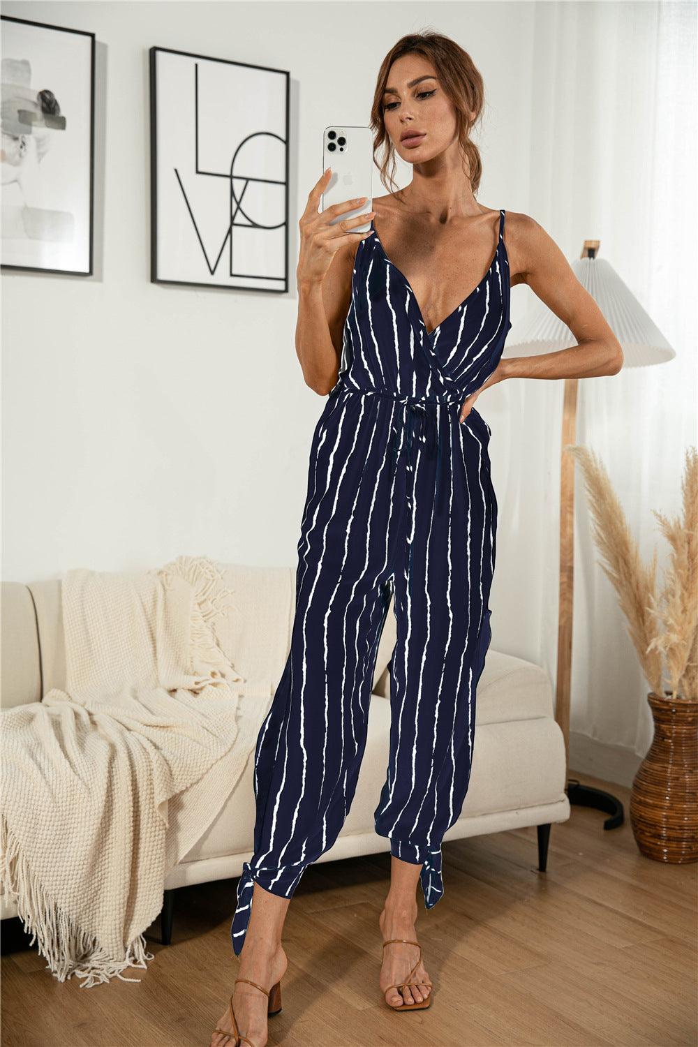 Striped Hammock Belted Jumpsuit - Rico Goods by Rico Suarez