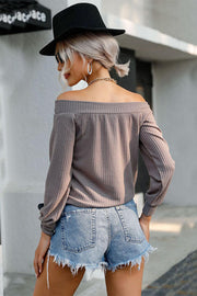 Off-Shoulder Waffle Knit Top - Rico Goods by Rico Suarez