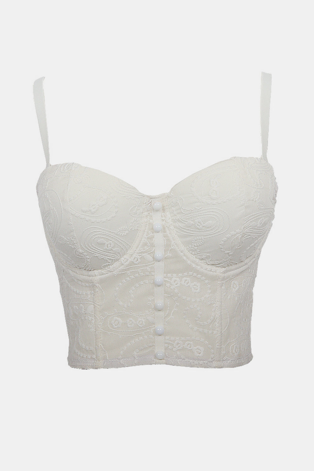 Embroidered Button Front Bustier