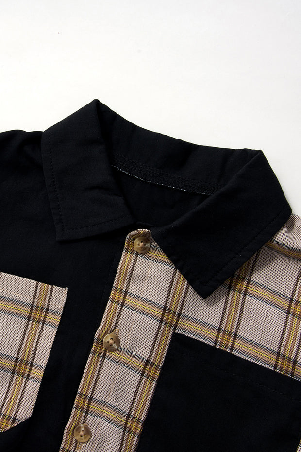 Baby Plaid Spliced Shirt with Pockets
