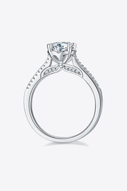 1 Carat Moissanite 925 Sterling Silver Side Stone Ring