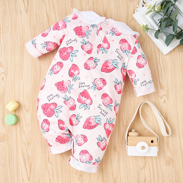 Baby Girl Printed Collared Jumpsuit