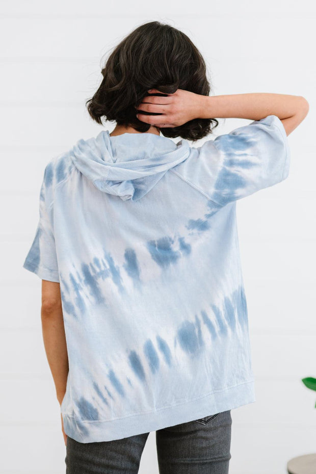 Sew In Love Watching Clouds Full Size Run Tie-Dye Short-Sleeved Hoodie - Rico Goods by Rico Suarez