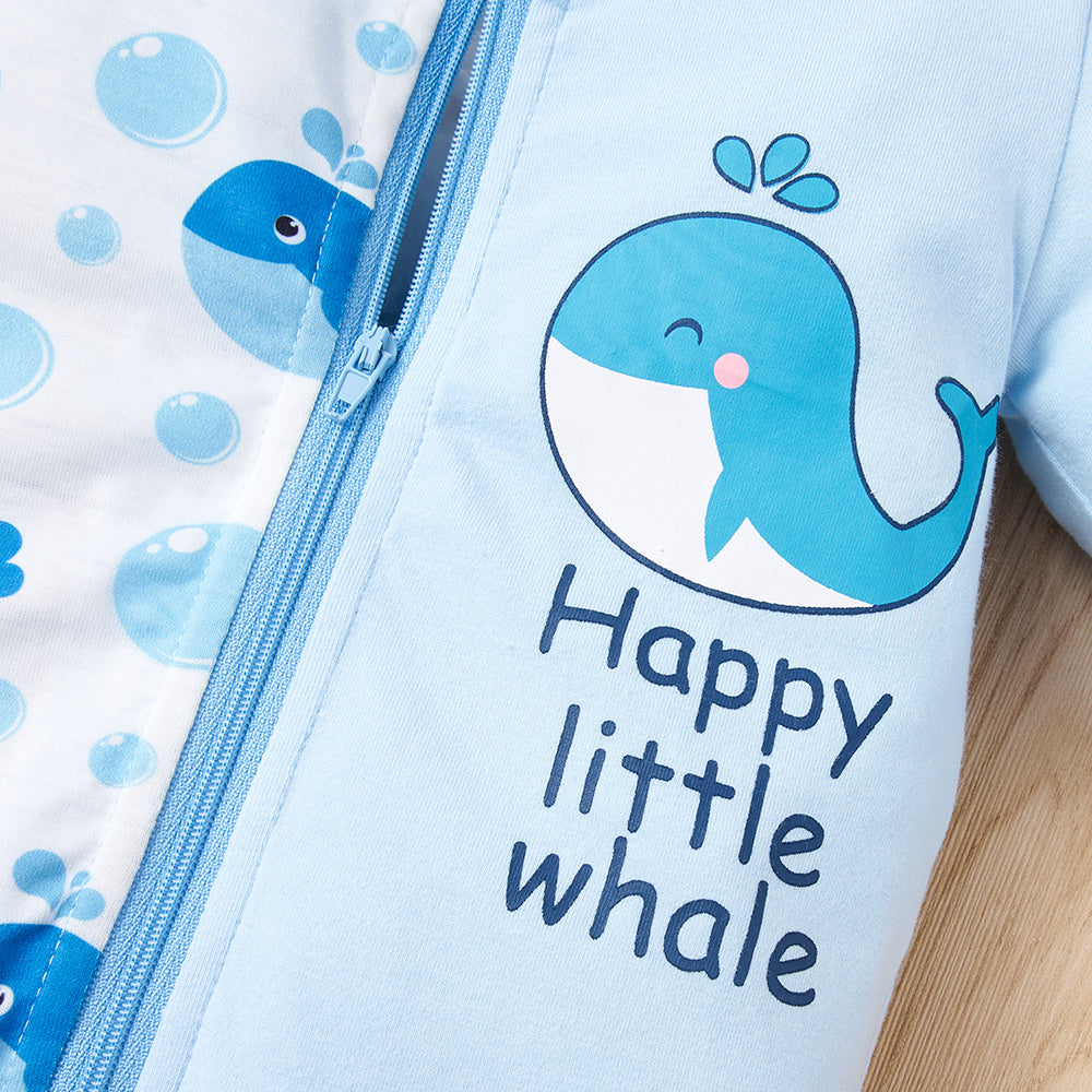 Baby Whale Print Two-Tone Jumpsuit