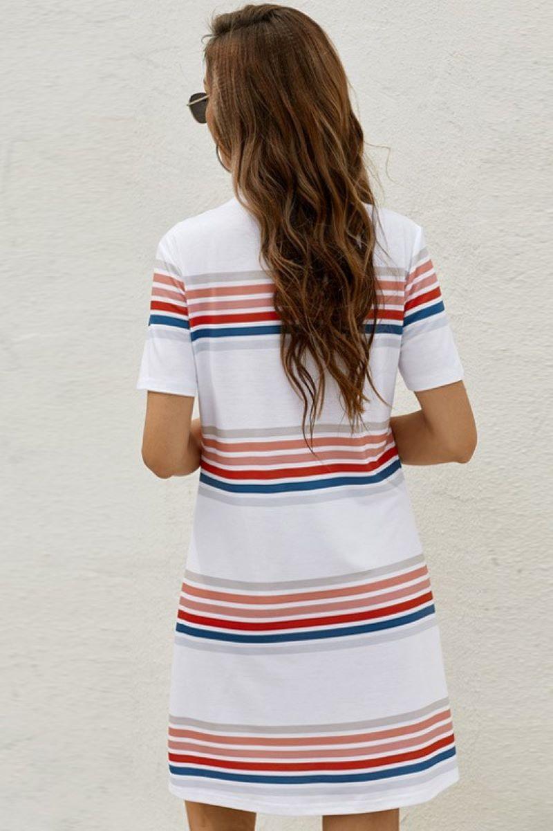 Striped Short Sleeve Mini Dress - Rico Goods by Rico Suarez