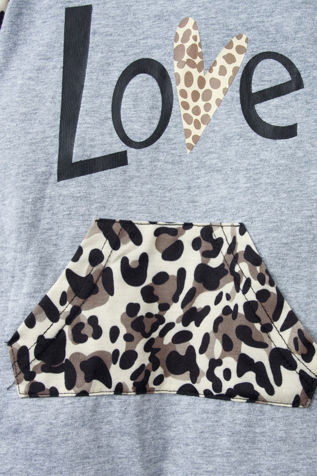 Girls Cheetah Leopard Pattern Contrast Hooded Jumpsuit