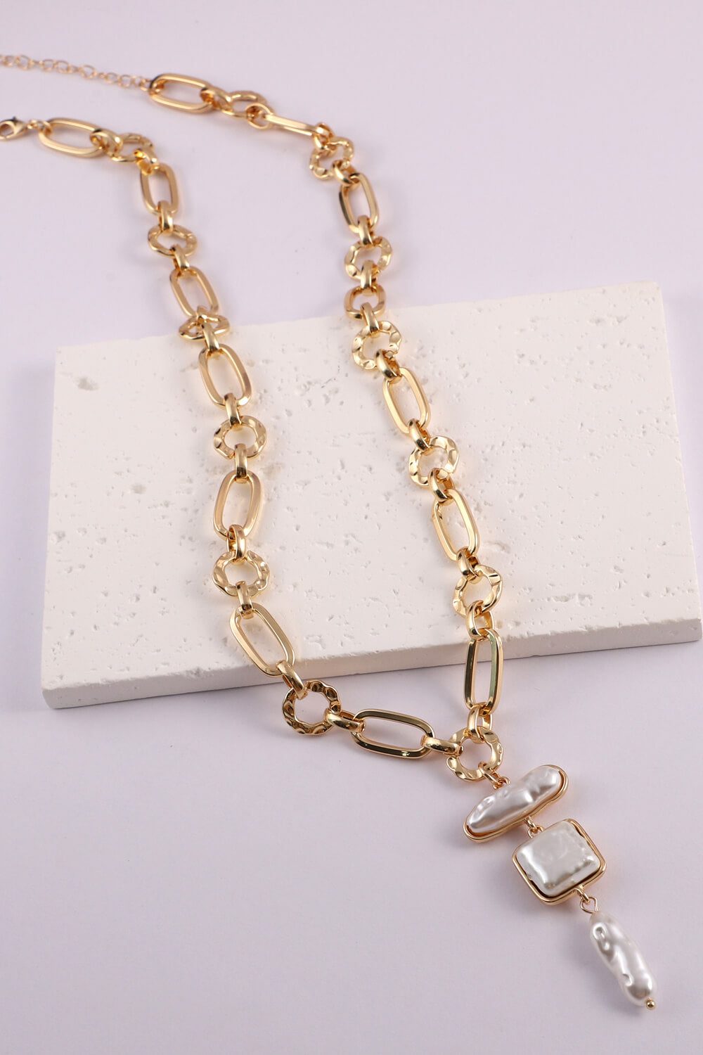 5-Piece Wholesale Freshwater Pearl Chunky Chain Necklace