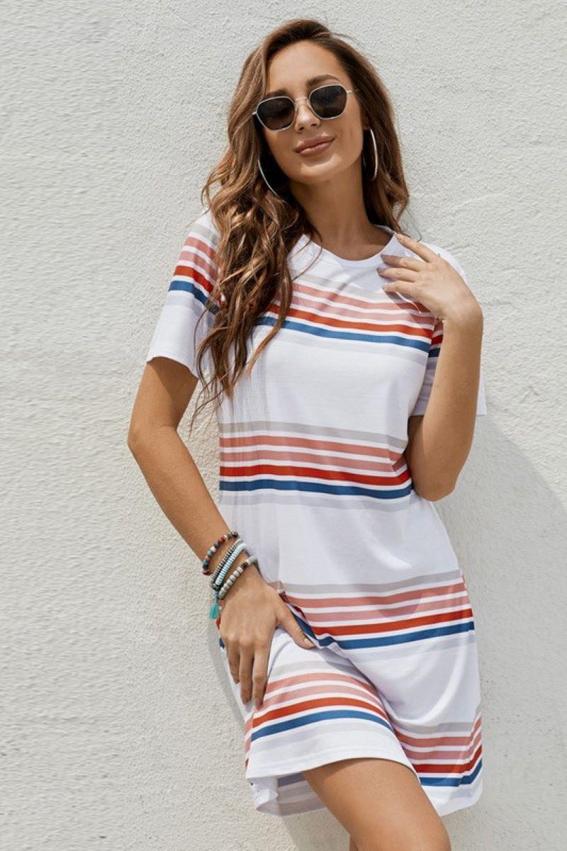 Striped Short Sleeve Mini Dress - Rico Goods by Rico Suarez