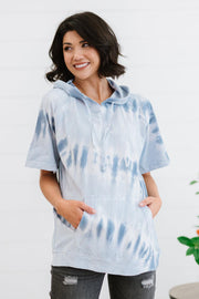 Sew In Love Watching Clouds Full Size Run Tie-Dye Short-Sleeved Hoodie - Rico Goods by Rico Suarez