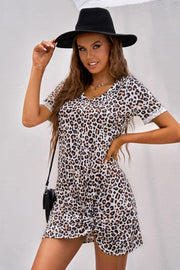 Leopard Print V-Neck Asymmetrical Mini Dress - Rico Goods by Rico Suarez