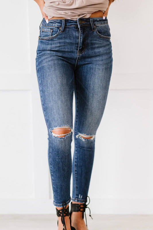 RISEN Amber Full Size Run High-Waisted Distressed Skinny Jeans - Rico Goods by Rico Suarez