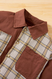 Baby Plaid Spliced Shirt with Pockets