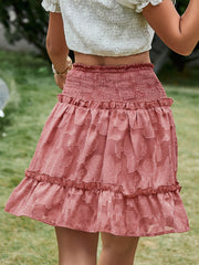 Applique Smocked Frill Trim Mini Skirt