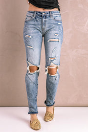 Splatter Distressed Acid Wash Jeans with Pockets - Rico Goods by Rico Suarez