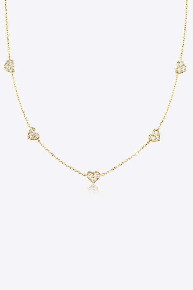 Inlaid Zircon Heart Necklace