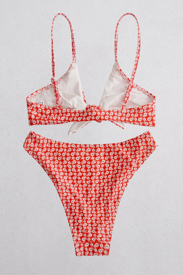 Printed Tie Front Spaghetti Strap Bikini Set - Rico Goods by Rico Suarez