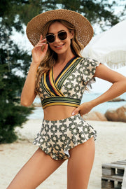 Printed Flutter Sleeve Ruffled Two-Piece Swimsuit - Rico Goods by Rico Suarez