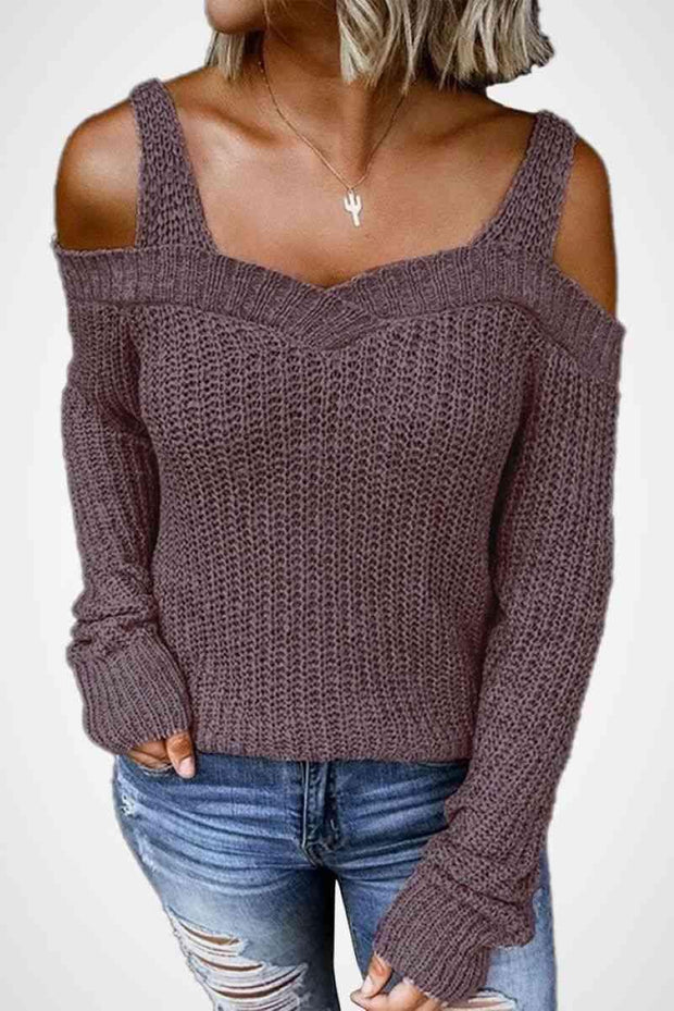 Long Sleeve Cold Shoulder Sweater - Rico Goods by Rico Suarez