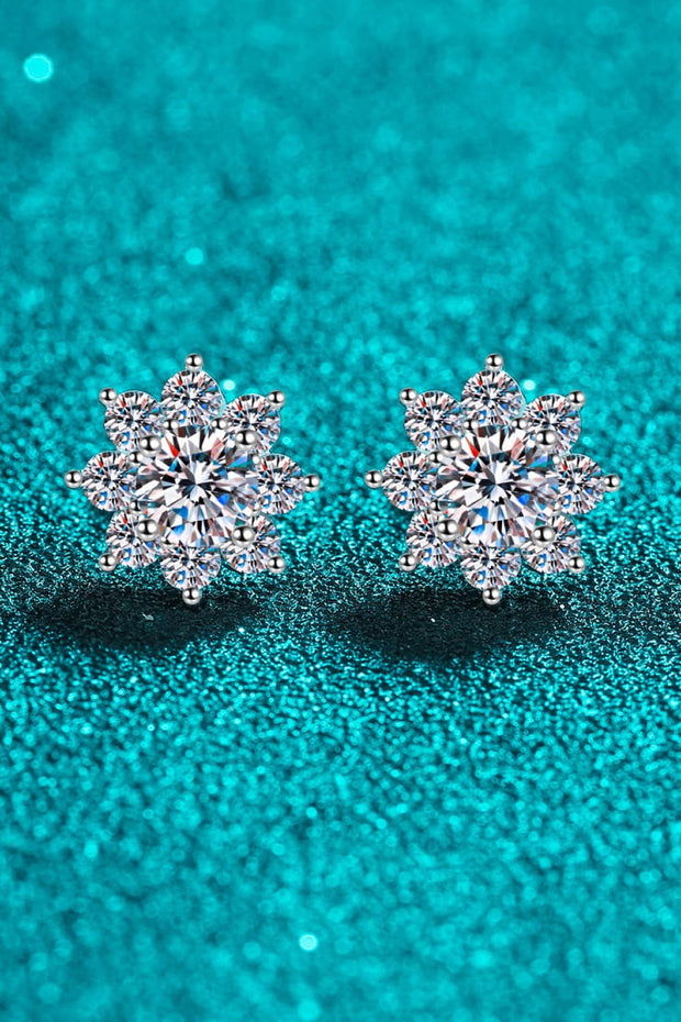 1 Carat Moissanite 925 Sterling Silver Flower Earrings