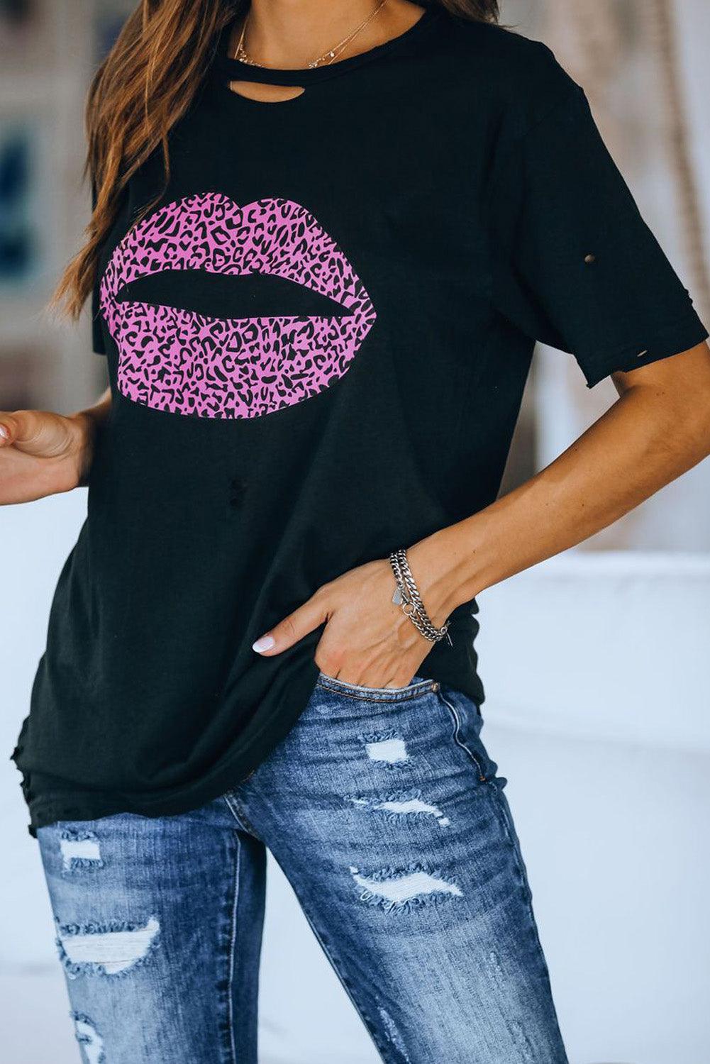 Leopard Lip Distressed T-Shirt - Rico Goods by Rico Suarez
