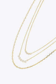 Zircon Chain-Link Necklace Three-Piece Set