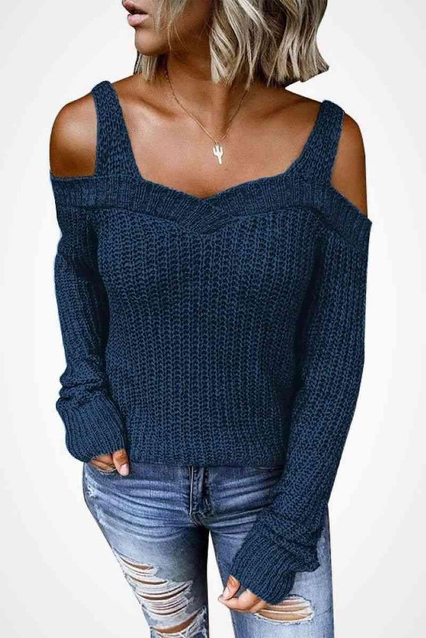Long Sleeve Cold Shoulder Sweater - Rico Goods by Rico Suarez