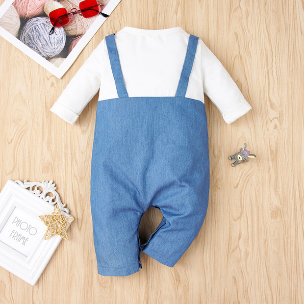 Baby Santa Graphic Faux Overall Jumpsuit
