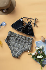 Printed Pompom Detail Halter Neck Two-Piece Bikini Set - Rico Goods by Rico Suarez