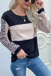 Leopard Color Block Long Sleeve Sweatshirt - Rico Goods by Rico Suarez