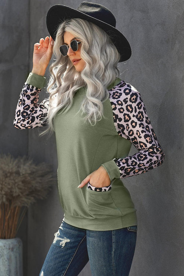 Leopard Long Sleeve Pocket Sweatshirt - Rico Goods by Rico Suarez